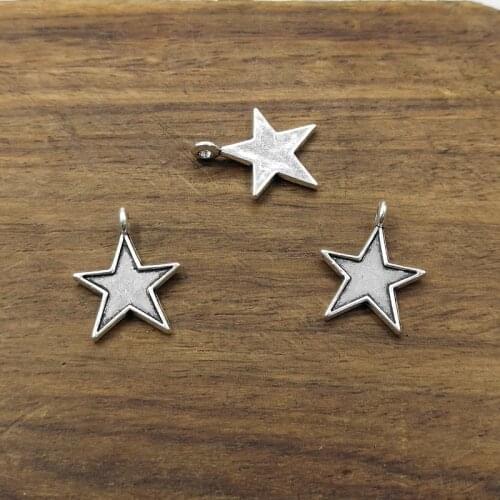 10 pcs Pentagram Charm 18*15mm Tibetan Silver Plated Pendants Antique Jewelry Making DIY Handmade Craft