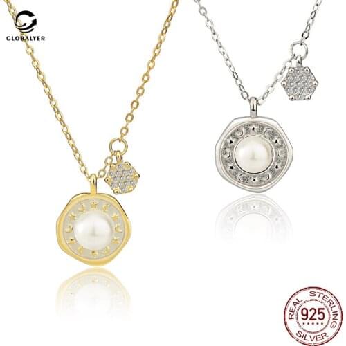 Popular New Pearl necklace Japanese Korean Fashion S925 Silver Clavicle chain Short Silver chain Free shipping 735