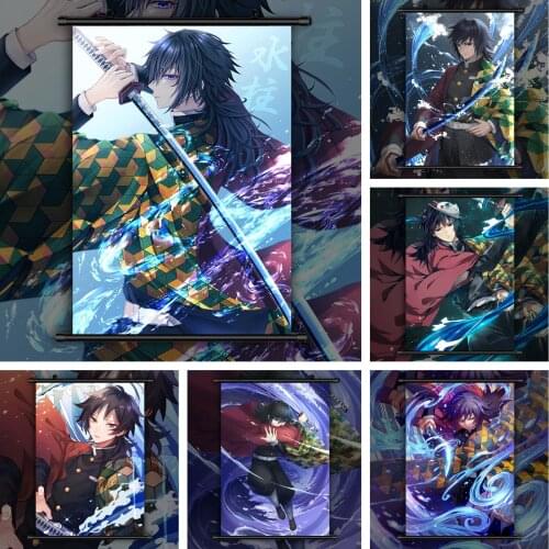 WTQ Retro Poster Demon Slayer Kimetsu No Yaiba^Tomioka Giyuu Canvas Painting Wall Decor Anime Posters Wall Art Picture Home Deco