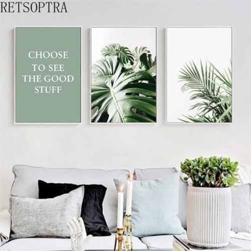 Green Leaf Nature Poster Nordic Print Botanical Succulent Plants Canvas Painting Wall Art Picture Modern Living Room Decor