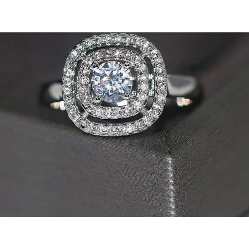 Double Fair Square Fashion Wedding & Engagement Ring for Women Sliver Color AAA+ CZ Crystal Fashion Jewelry For Women R652