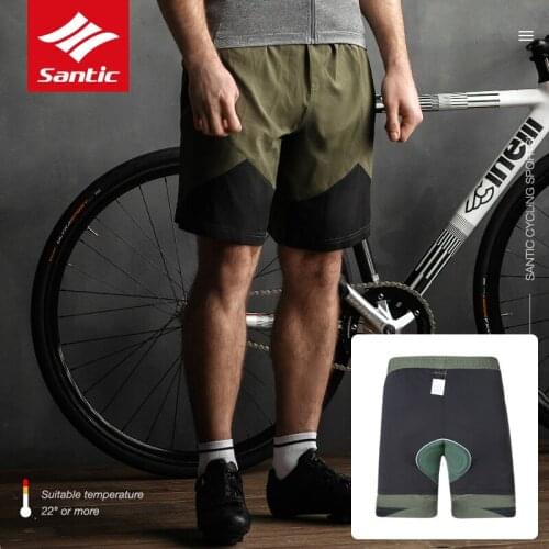 Santic Men MTB Road Bike Shorts One-piece Loose 4D Padded Cycling Shorts Mountain Bicycle Shorts Cycle Clothings