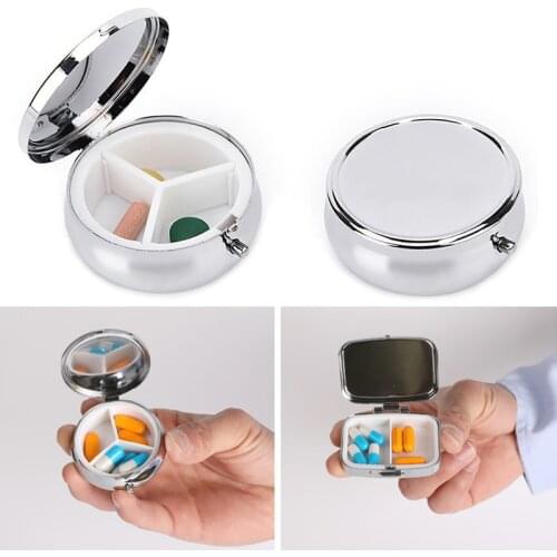 Folding Pillbox Medicine Container Key Chain Tablet Storage Case Round Rectangle Medicine Container For Pill Storage Holder