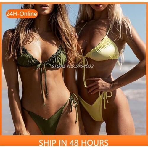 Sexy Micro Bikini 2020 Women Swimsuit Bandage Bikini Set Swimwear Female Halter Top Brazilian Bathing Suit Bather Biquini