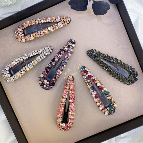 Rhinestone BB Hairpin Hollow Water Drop Clips Hair Women Korean Style Large Bangs Issue Card
