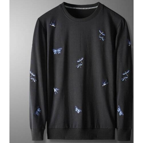 Spring Autumn Simple mens sweatshirt embroidered cotton plus size mens long-sleeved sweatshirts 4XL 5XL 6XL 3 colors