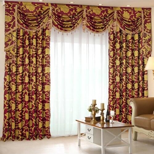 High End European Luxury windows curtains for living room bedroom villa window flower valance