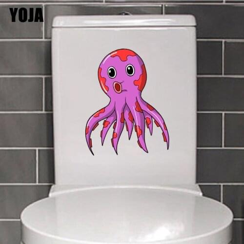 YOJA 18.7*24.7CM Cartoon Mini Octopus Wall Sticker Toilet Decal Home Decoration Funny Fish T3-1019