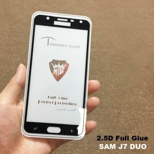 Full AB Glue Cover Tempered Glass Screen Protector for Samsung Galaxy J7 Duo 2018 SM-J720F 5.5" Anti fingerprint film