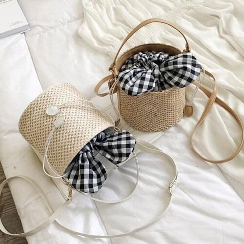 2021 Fashion Women Boho Woven Handbag Summer Beach Tote Straw Bag Bucket Shoulder Messenger Bags NEW