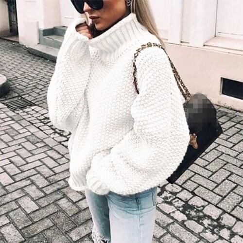 LOGAMI Womens Turtleneck Pullover Sweater Autumn Winter Knitting Loose Pullovers Ladies Sweaters