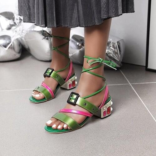 BLXQPYT 2020 New Gladiator Sandals Women Sweet Lace up High heel 6.5cm Big size 33-48 Tenis Feminino Peep toe Party shoes 2021