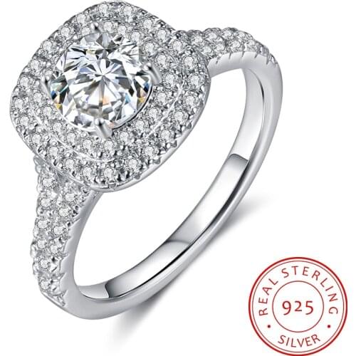 925 Sterling Silver Round Excellent Cut Wedding Anniversary Engagement Ring for Woman Fine Luxury Jewelry Gift
