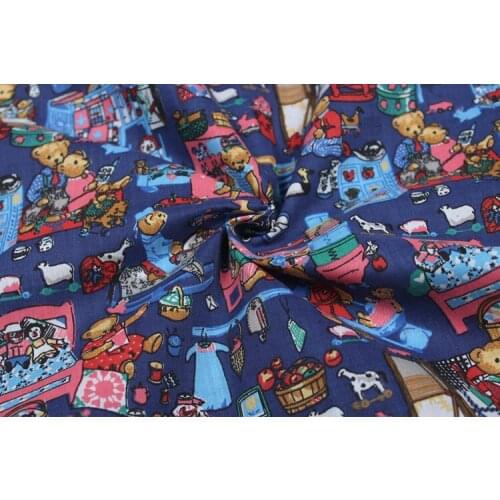 ZY DIY Brand New Design Cuter Cartoon Bears Family printed Cotton Fabric for sewing bedding cloth decoration
