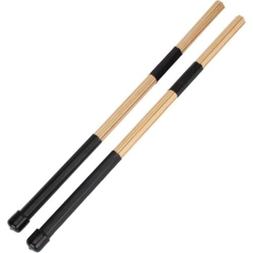 1 Pair 15.7" 40cm Jazz Drum Brushes Drum Sticks Bamboo Black High Quality Bamboo Black Drum Accessories Parts