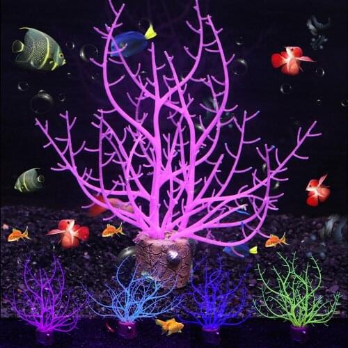 1PCS Silicone Coral Fish Tank Decoration Simulation Artificial Sea Iron Tree Aquarium Ornament Fake Aquatic Plants Decoration