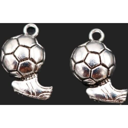 10pcs Silver Plated Football Boot Trophy Pendants Earrings Keychain Accessories DIY Charms For Sports Jewelry Crafts Making A122