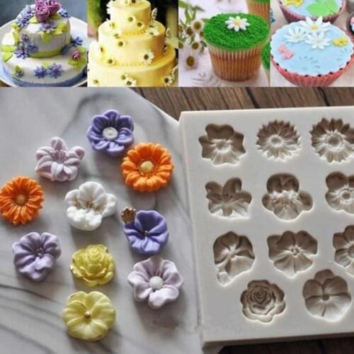 11 florets sugar silicone mold diy baking flowers rose chrysanthemum Daisy chocolate decoration mold