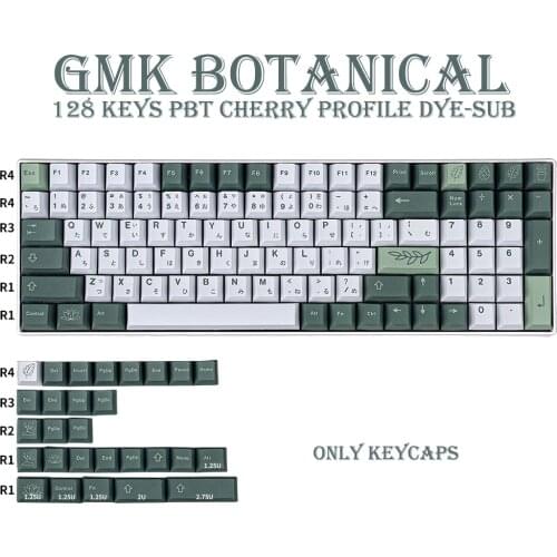 128 Keys GMK Botanical PBT Keycap Cherry Profile DYE-SUB Personalized Japanese Keycaps For Mechanical Keyboard