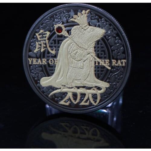 2020 Year of Rat Gold Plated Coin China Zodiac Animal Commemorative Coins FU Gifts