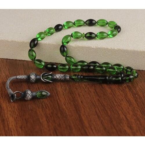 33 Beads Amber Muslim Prayer Tasbih Misbaha Islamic Jewelry Subha Rosary Capsule Cut Tassel 925 Caliber Silver Special Design