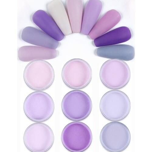 9 Boxes 15g Nail Acrylic Powder Pink Purple Carve Crystal Extended Polymer Builder Set For Dip Powder Manicure Nails Accessories