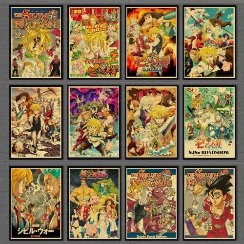 5D Diamond Painting Retro Anime Seven Deadly Sins Diamond Embroidery Retro Poster Cross Stitch Kit Mosaic Picture Home Decor art