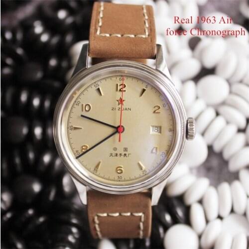 1963 Watch Pilot 40mm Dial Automatic Mechanical Air Force Chronograph Watch Retro Military Tough Guy Style Watch Star Men Cloc