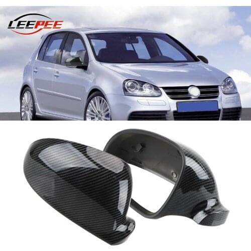 Car Accessories For VW Golf 5 MK5 Jetta 2006-2011 Auto Rear View Mirror Cover Side Wing Housing Carbon Fiber 2PCS