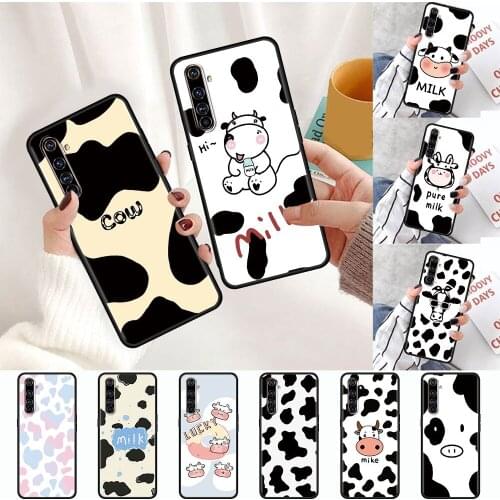 Cute Cow Spots Black Capa for Realme 6 7 5 8 Pro C21 C3 XT X50 8 7i C11 C15 X50Pro 5G GT NEO TPU Soft Phone Case Cover