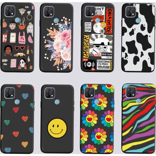 For OPPO A15 Case Black Bumper Silicone TPU Soft Phone Cover For OPPO A15 CPH2185 A 15 OPPOA15 Case Cartoon Funda Covers Cases