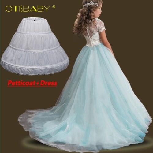 Flower Pageant Girls Dresses Toddler Lace Floral Prom Wedding Dress Girl Princess Tutu Communion Children Long Party Vestidos
