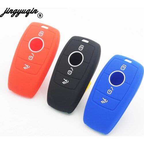Jingyuqin 3 Buttons Car Remote Key Fob Case Cover For Mercedes Benz 2017 E Class W213 2018 S class Silicone Protect shell