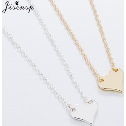 Jisensp Romantic Peach Heart Lovers Necklace Minimalism Stainless Steel Wedding Jewelry for Women Girls Valentine Day Gift