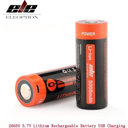 USB 26650 3.7V 5000mah Li-ion USB Lithium Rechargeable Battery for Mobile power supply, backup power supply