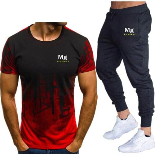 2021 fashion trend short sleeve summer mens suit classic best selling ink printing T-shirt + shorts suit casual sportswear