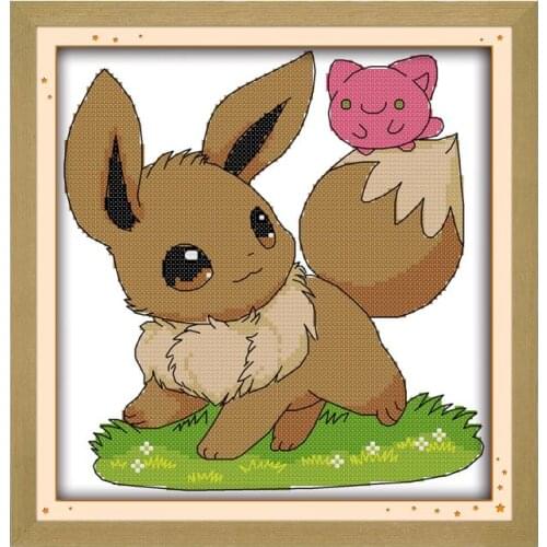 The little fox cross stitch kit cartoon 14ct 11ct pre print stamped fabric canvas stitching embroidery DIY handmade needlework