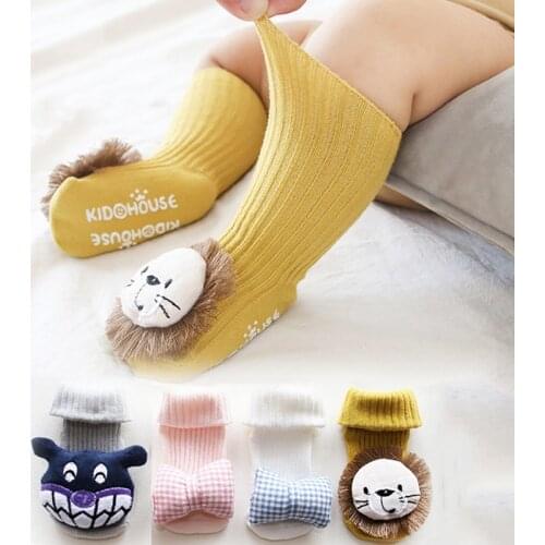Baby Socks Floor Non-slip Cotton Cartoon Newborn Socks 3D Lion/bow 2020 Autumn Winter Baby Girls Boys Soft Warm Cute Boots