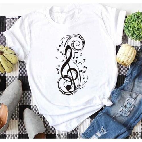 New Harajuku Women T-shirt Fashion Creative Musical Note Printed T Shirt Summer Casual Shirt Short-sleeved Female Tshirt Tops
