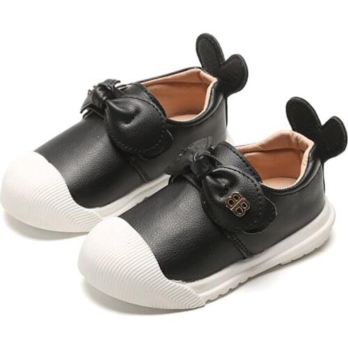Skoex Girls Bows Princess Shoes New Children Pu Leather Shoes Soft Sole Wear Resistance Fashion Sneakers Little Girl Casual Shoe