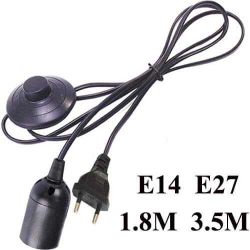 3.5M Power Cord Cable E27 Lamp Bases EU plug with Foot switch wire for Pendant LED Bulb E14 Hanglamp Suspension Socket Holder