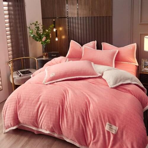 Pink Edging Double Duvet Cover Home Textiles Flannel Quilt Cover 1pcs A blanket Warm Coral Fleece Quilt cover Throw Bedding Set