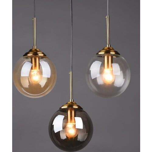 Amber glass ball Single head Pendant light Modern magic bean pendant lighting led decoration lights bedroom Hanging lamp