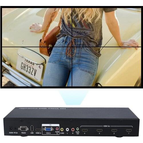 PUZHIJIE hdmi splitter 1x4 HD Video Wall Controller with HDMI VGA AV USB Video Processor 2x2 to 10x10 1080P Matrix for HDTV