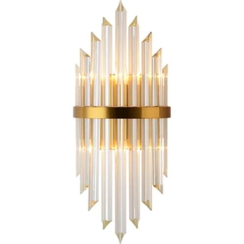 Luxury Gold Wall Lamp Modern Crystal Wall Sconce Lighting Fixture Living Room Bedside Stainless Steel LED Wall Light