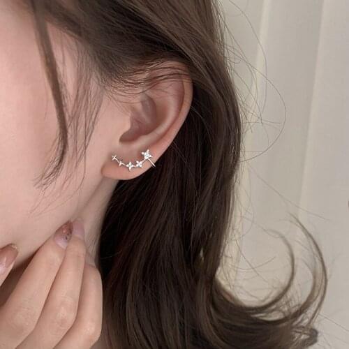 Four-pointed Star Stud Earrings For Women Girls Zircon Korean Fashion Geometric Vintage New Trendy Student Lady Jewelry BOYULIGE