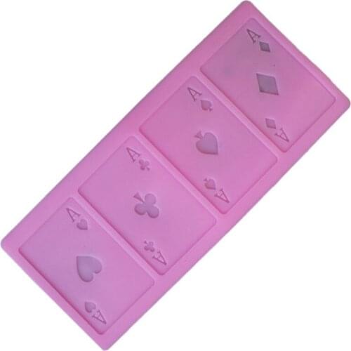 A Poker Cookie Chocolate Gum Paste Silicone Mold Playing Cards Cake Border Fondant Decor Mold Kitchen Baking Tool