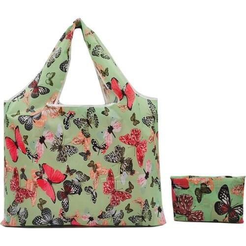 Foldable Recycle Shopping Bag Eco Friendly Ladies Reusable Shopping Tote Bag Floral Fruit Vegetable Grocery Pocket