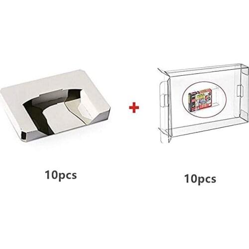 Ruitroliker 10Pcs Carton Replacement Inner Tray CIB for PAL & NTSC N64 & 10pcs Clear Cartridge Box Sleeve for SNES N64