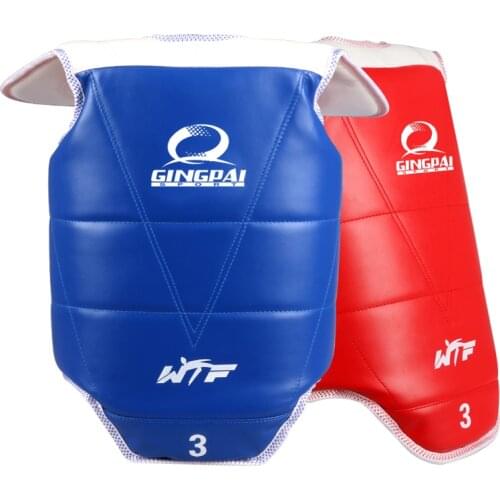 Taekwondo WTF Body Protector Sparring Gear Chest Guard WTF Tae Kwon Do Karate Solid Reversible Chest Protector for Kids Adult
